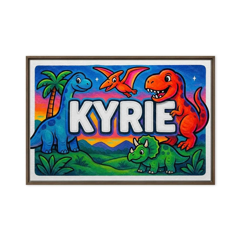 Kyrie Name Art - Dinosaur Adventure personalized wall print for kids