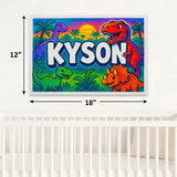Kyson Name Art - Dinosaur Adventure personalized wall print for kids