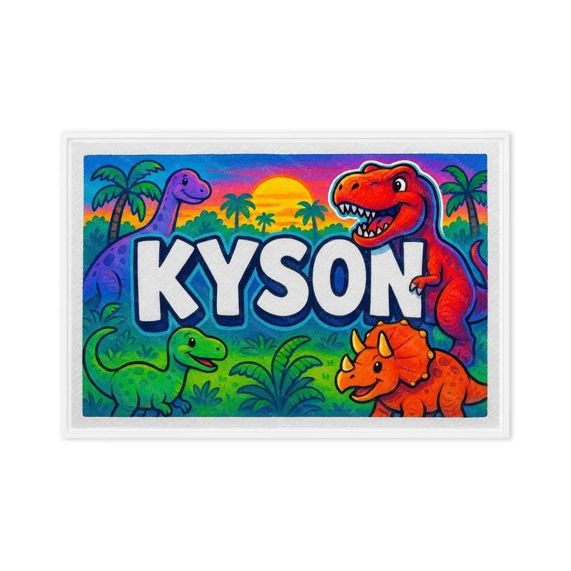 Kyson Name Art - Dinosaur Adventure personalized wall print for kids
