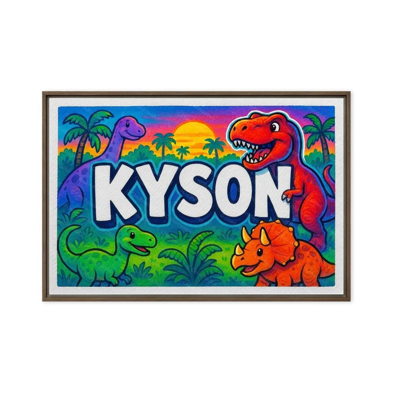 Kyson Name Art - Dinosaur Adventure personalized wall print for kids