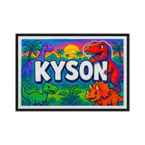 Kyson Name Art - Dinosaur Adventure personalized wall print for kids