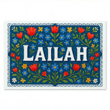 Lailah Name Art - Floral Farmhouse personalized wall print for kids
