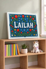 Lailah Name Art - Floral Farmhouse personalized wall print for kids