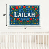 Lailah Name Art - Floral Farmhouse personalized wall print for kids