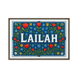Lailah Name Art - Floral Farmhouse personalized wall print for kids