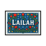 Lailah Name Art - Floral Farmhouse personalized wall print for kids