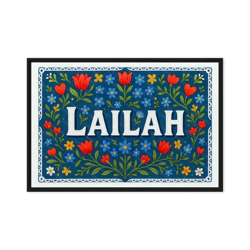 Lailah Name Art - Floral Farmhouse personalized wall print for kids