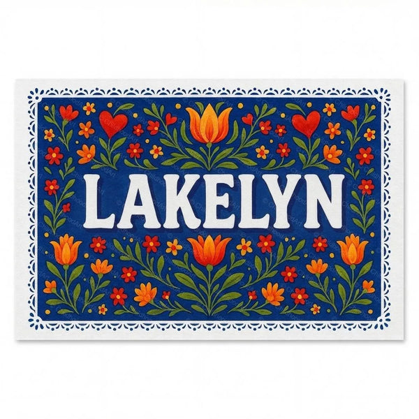 Personalized Lakelyn name art print in the Floral farmhouse style