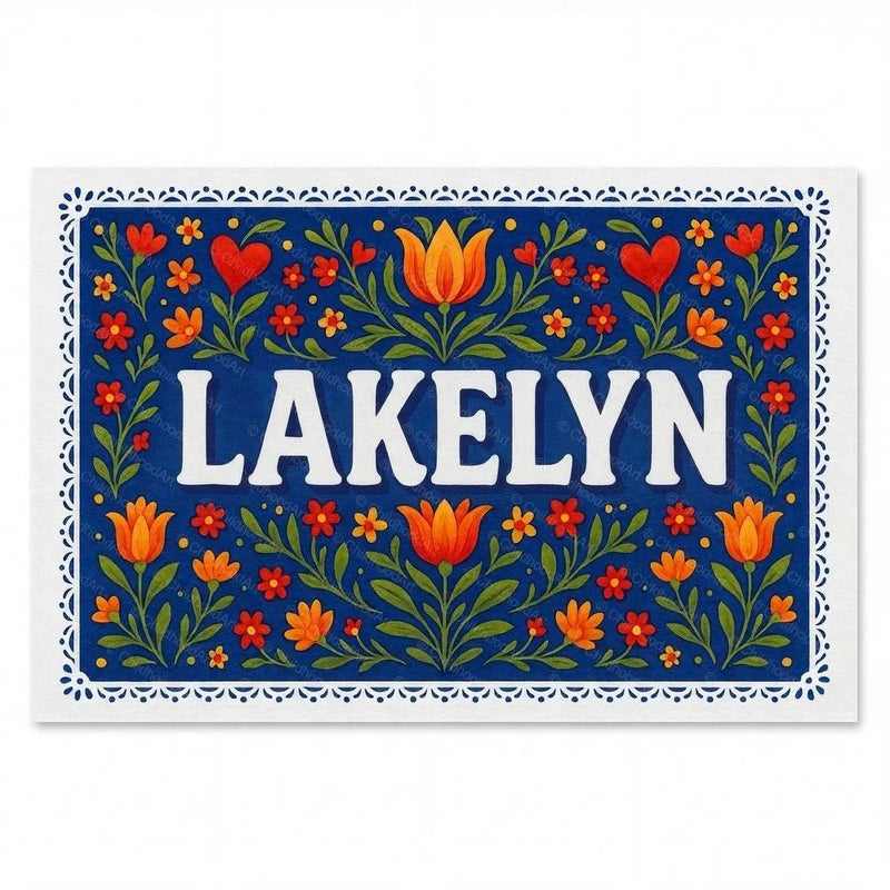 Lakelyn Name Art - Floral Farmhouse personalized wall print for kids