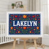 Lakelyn Name Art - Floral Farmhouse personalized wall print for kids