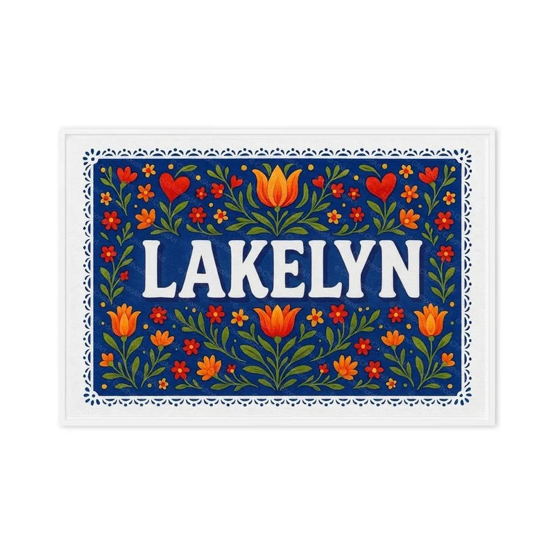 Lakelyn Name Art - Floral Farmhouse personalized wall print for kids