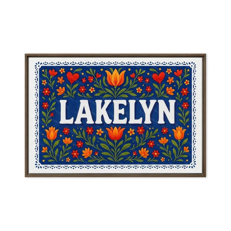 Lakelyn Name Art - Floral Farmhouse personalized wall print for kids