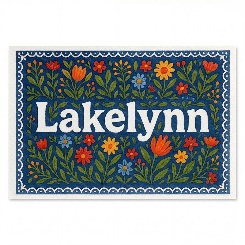 Lakelynn Name Art - Floral Farmhouse personalized wall print for kids
