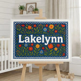 Lakelynn Name Art - Floral Farmhouse personalized wall print for kids