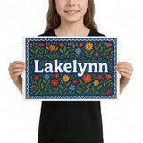 Lakelynn Name Art - Floral Farmhouse personalized wall print for kids
