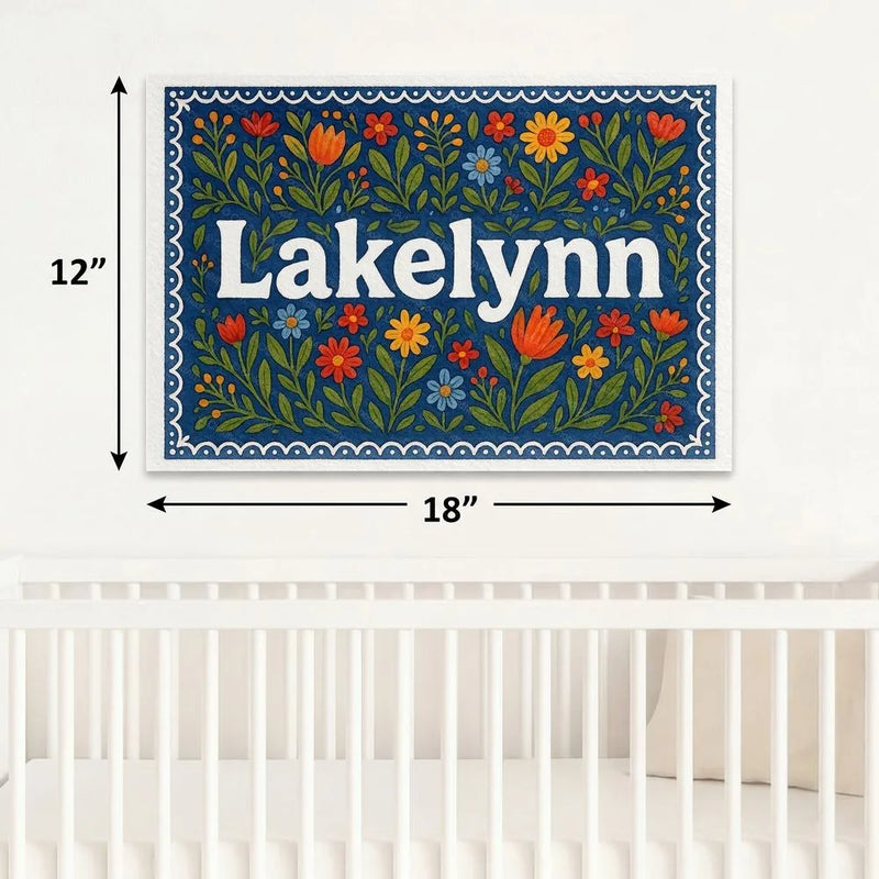 Lakelynn Name Art - Floral Farmhouse personalized wall print for kids