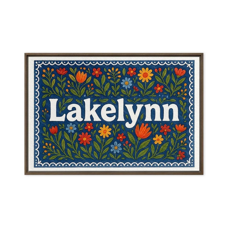 Lakelynn Name Art - Floral Farmhouse personalized wall print for kids
