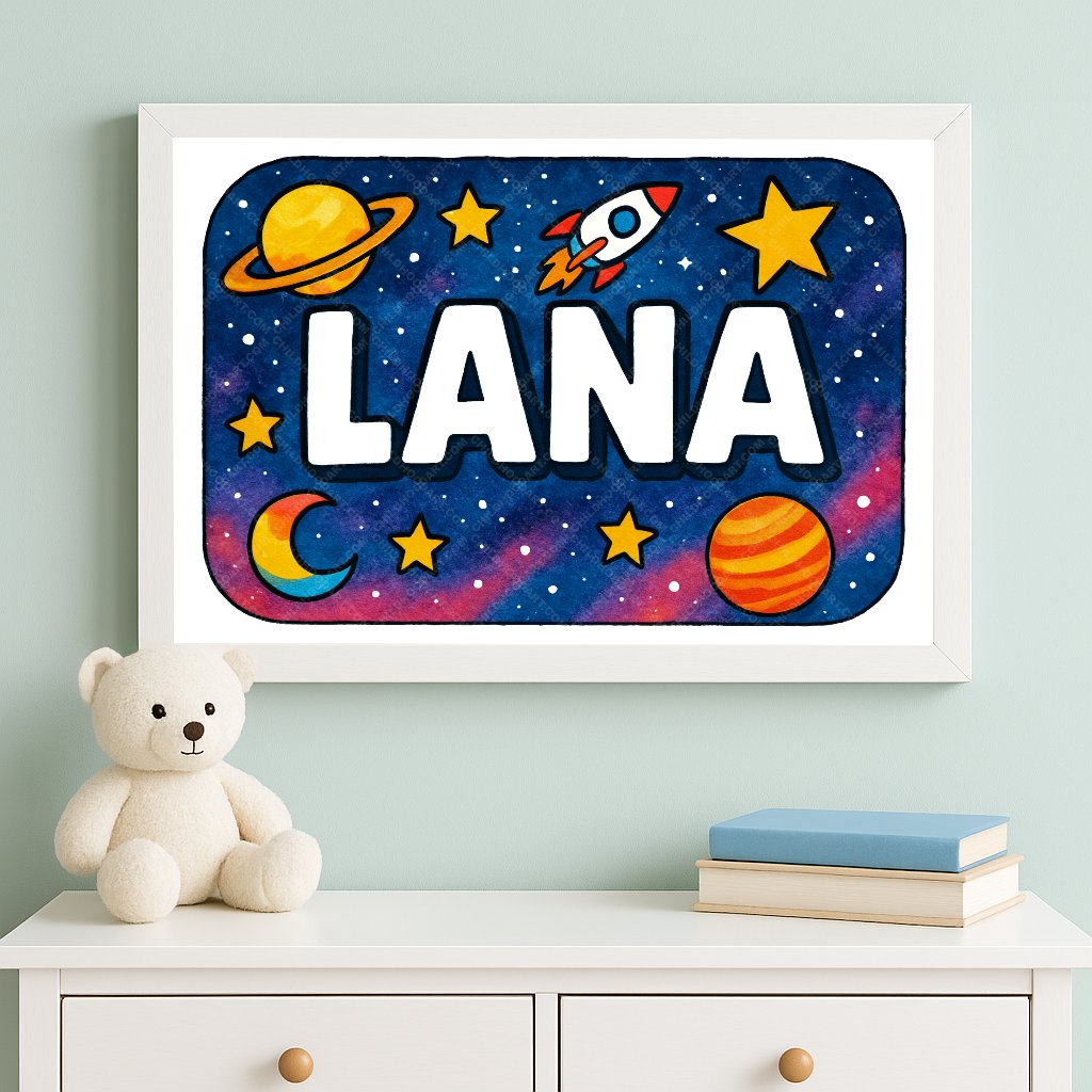 Personalized space name art for Lana