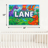 Lane Name Art - Dinosaur Adventure personalized wall print for kids