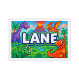 Lane Name Art - Dinosaur Adventure personalized wall print for kids