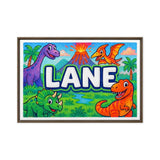 Lane Name Art - Dinosaur Adventure personalized wall print for kids