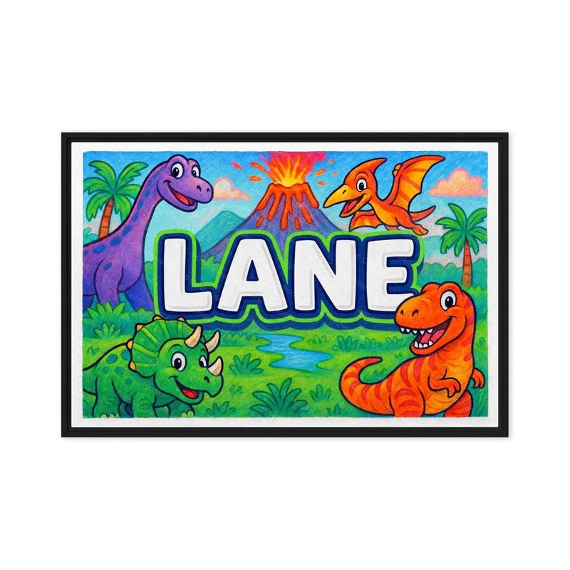 Lane Name Art - Dinosaur Adventure personalized wall print for kids