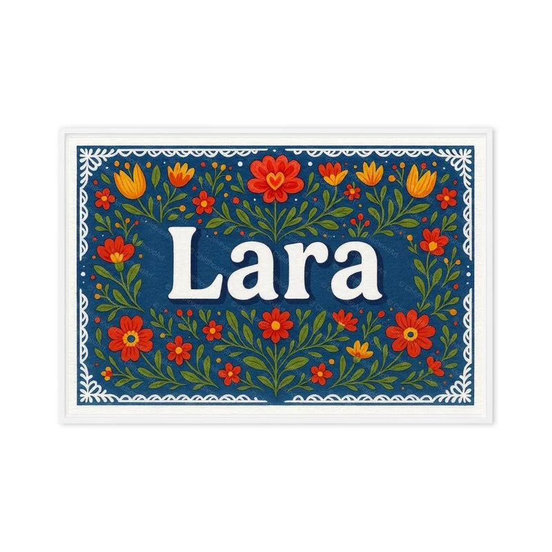 Lara Name Art - Floral Farmhouse personalized wall print for kids