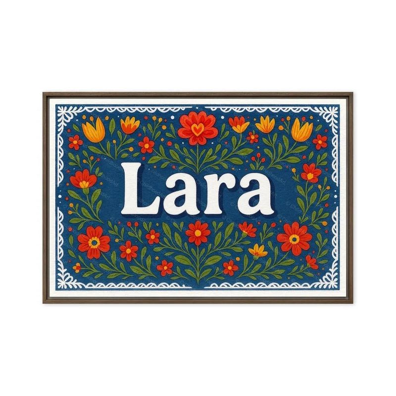 Lara Name Art - Floral Farmhouse personalized wall print for kids