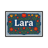 Lara Name Art - Floral Farmhouse personalized wall print for kids