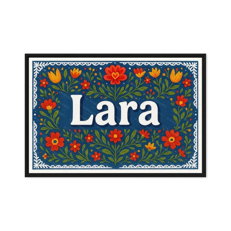 Lara Name Art - Floral Farmhouse personalized wall print for kids