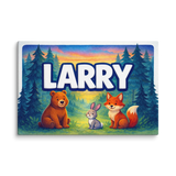 Larry Name Art - Forest Friends personalized wall print for kids
