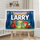 Larry Name Art - Forest Friends personalized wall print for kids