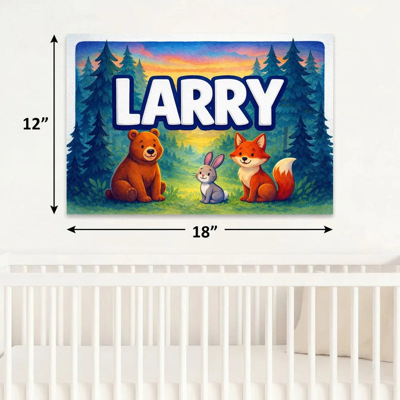 Larry Name Art - Forest Friends personalized wall print for kids