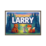 Larry Name Art - Forest Friends personalized wall print for kids