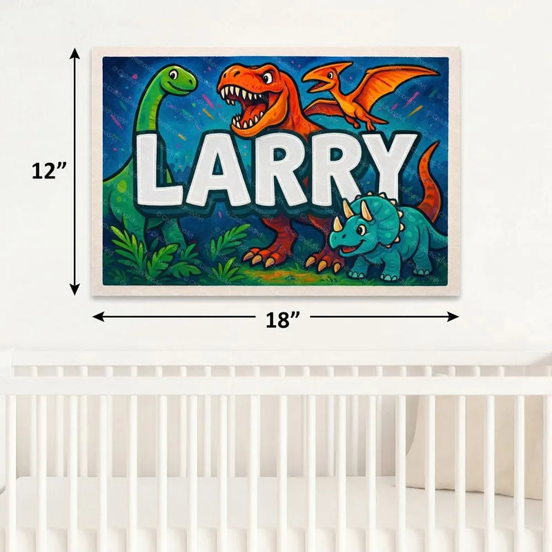 Larry Name Art - Dinosaur Adventure personalized wall print for kids