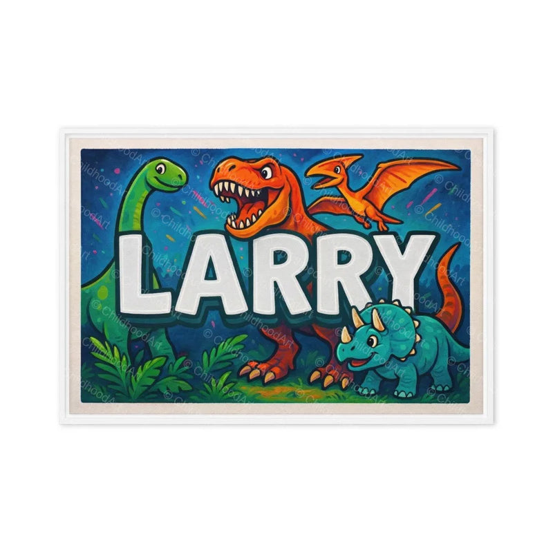 Larry Name Art - Dinosaur Adventure personalized wall print for kids