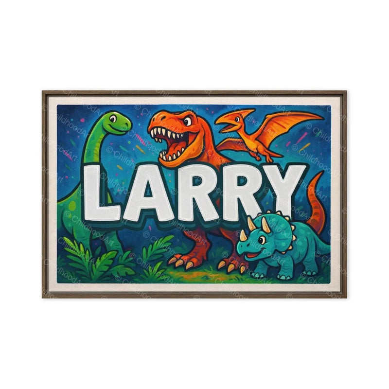 Larry Name Art - Dinosaur Adventure personalized wall print for kids