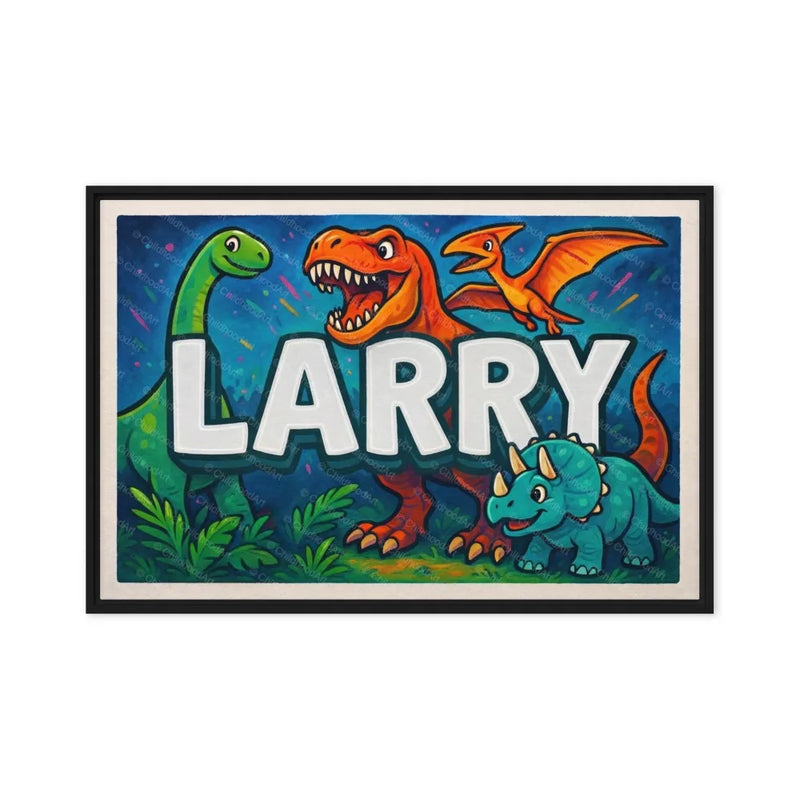 Larry Name Art - Dinosaur Adventure personalized wall print for kids