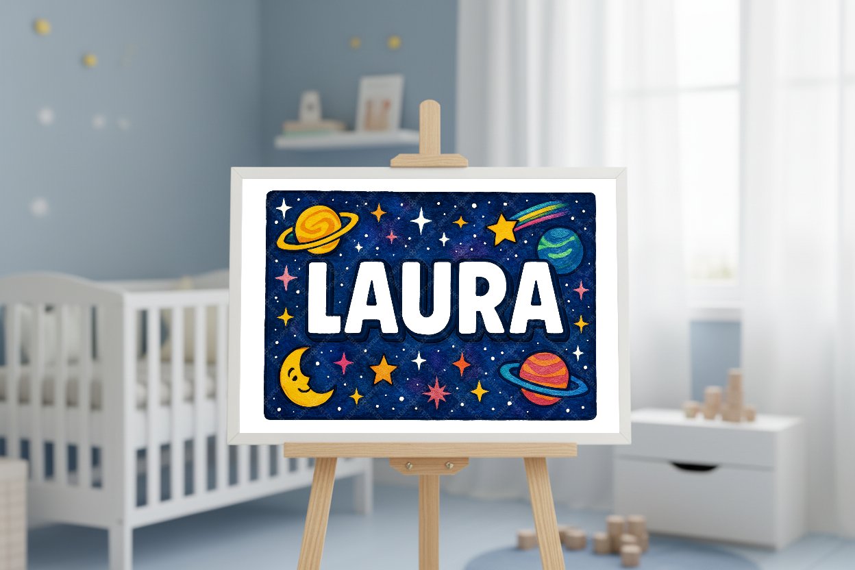 Personalized space name art for Laura