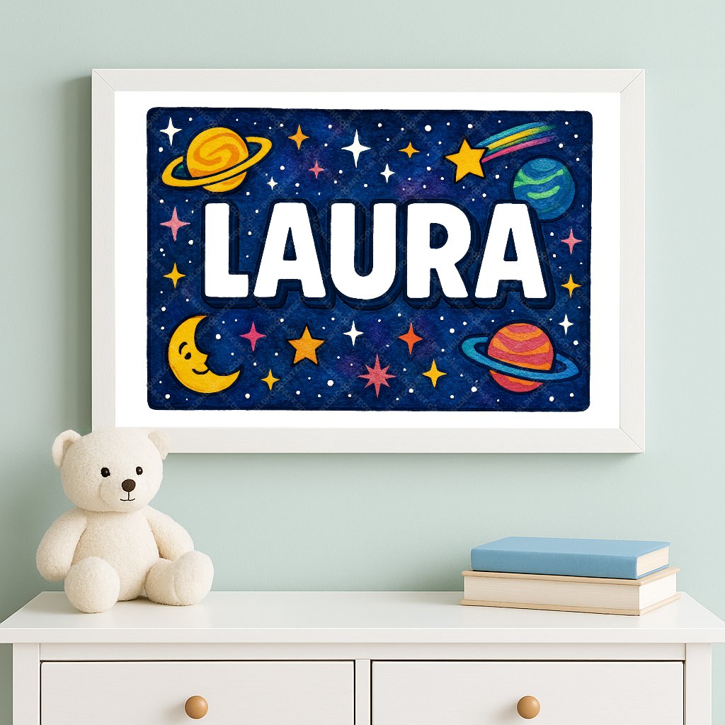 Personalized space name art for Laura