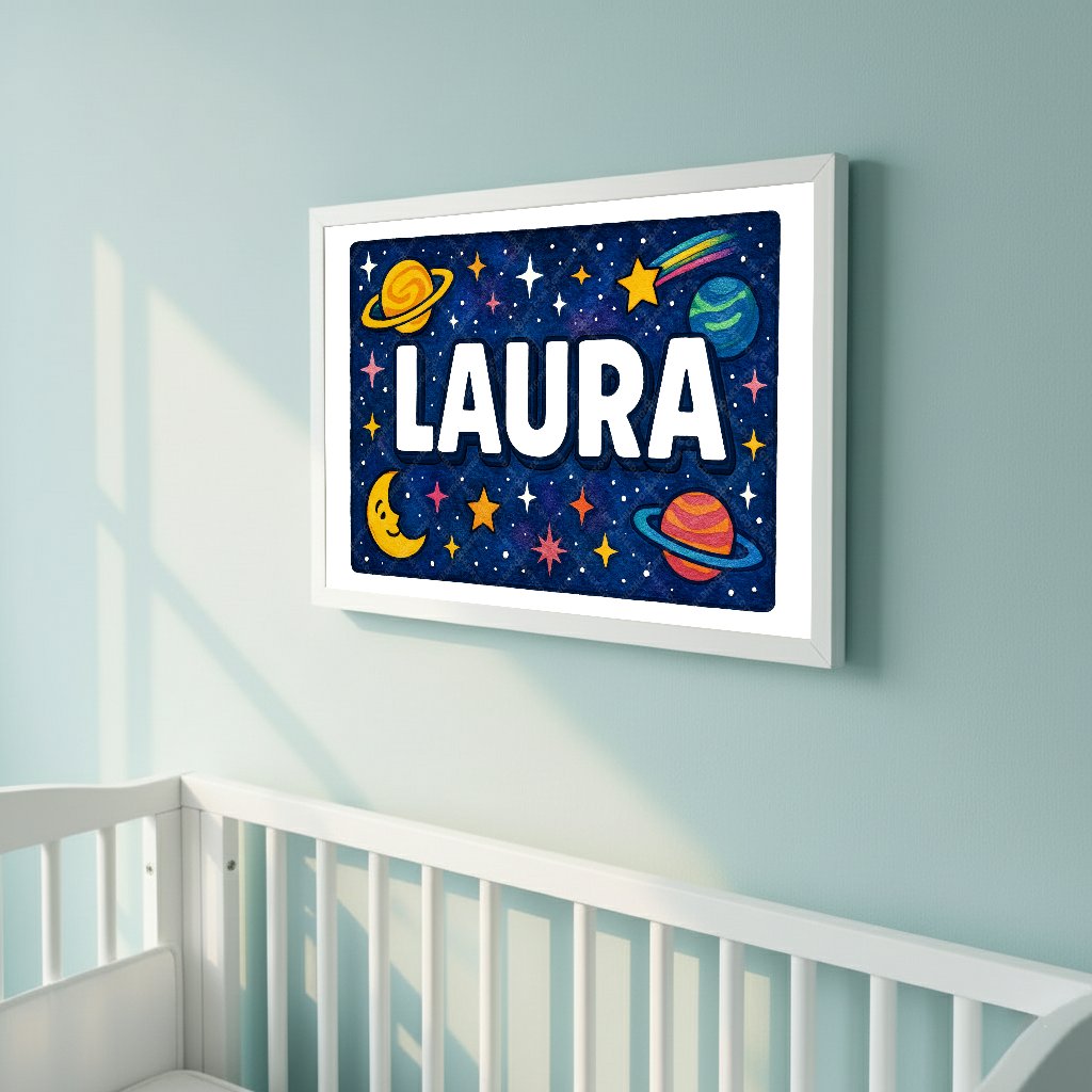 Personalized space name art for Laura