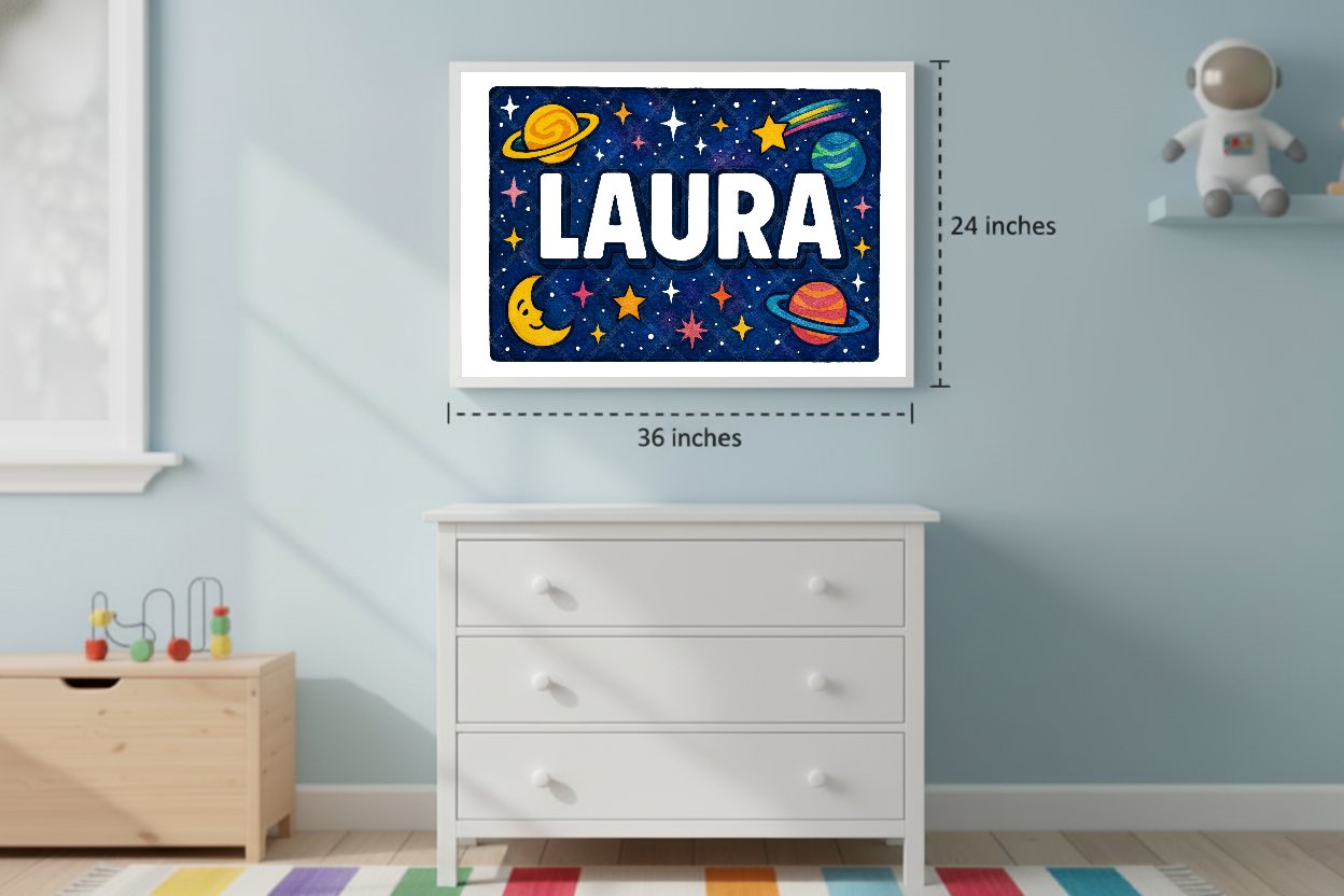 Personalized space name art for Laura