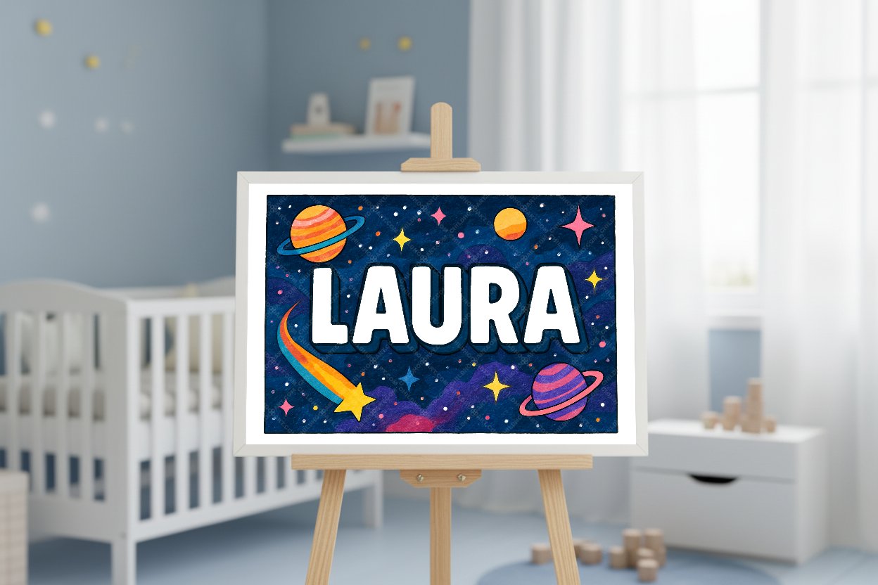 Personalized space name art for Laura
