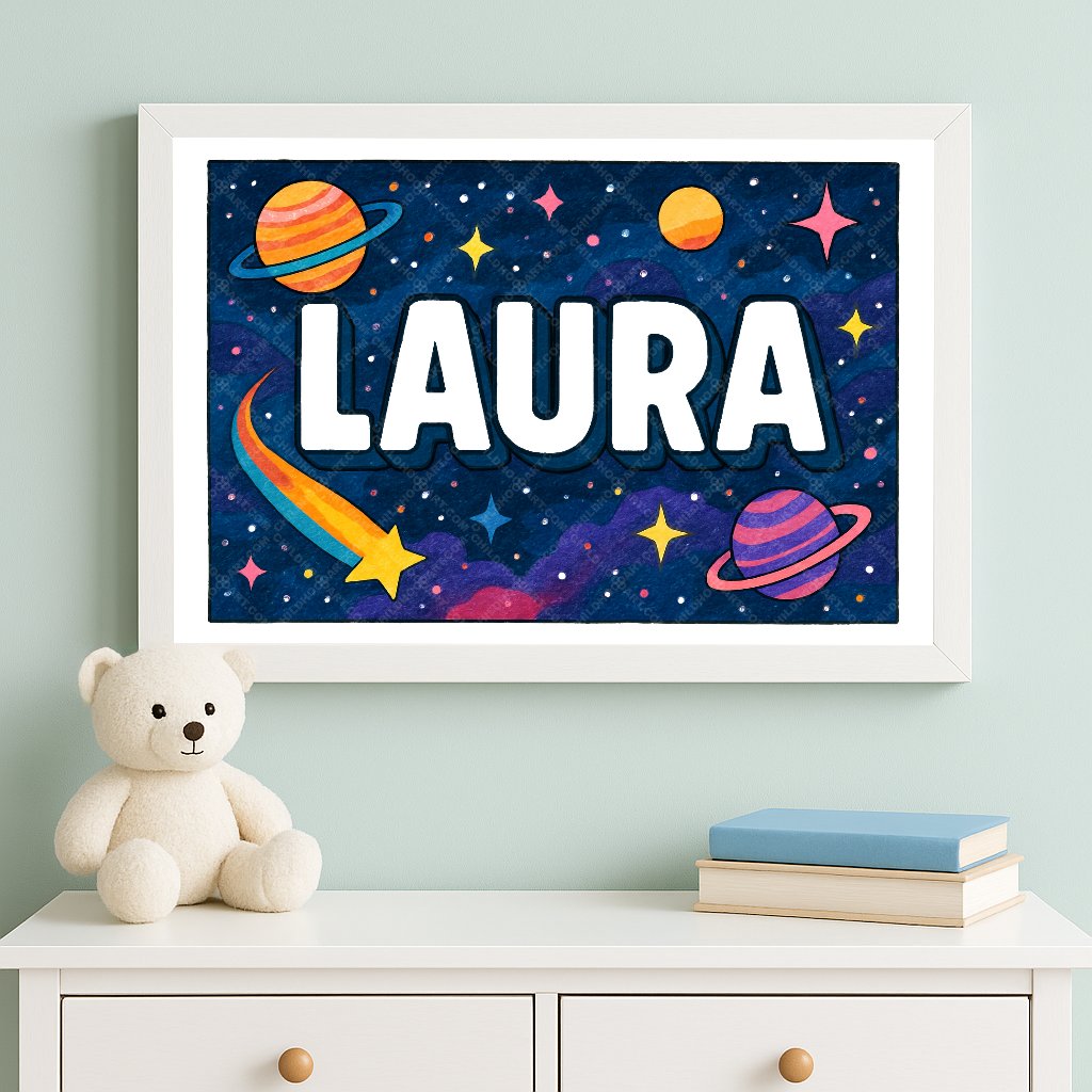 Personalized space name art for Laura