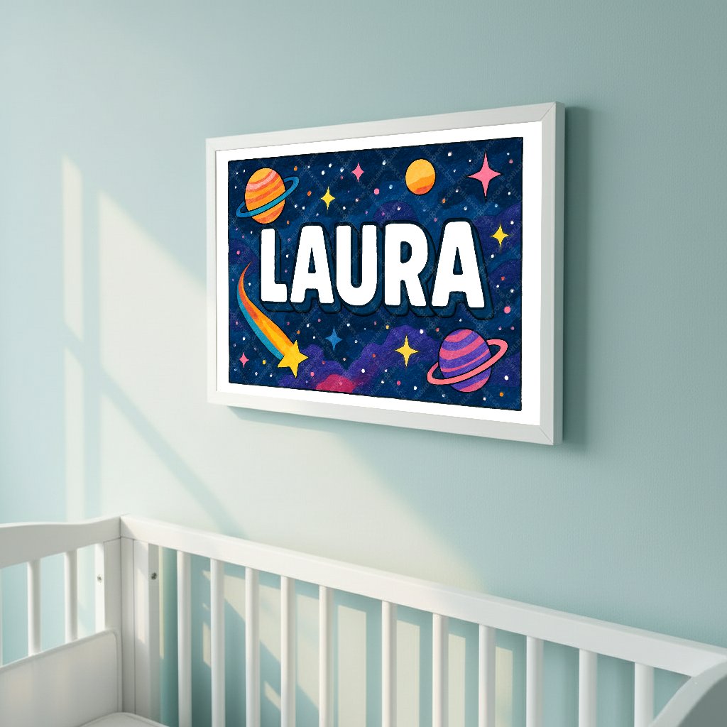 Personalized space name art for Laura