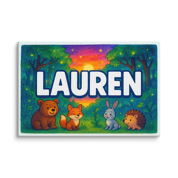 Lauren Name Art - Forest Friends Personalized Wall Art