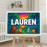 Lauren Name Art - Forest Friends personalized wall print for kids