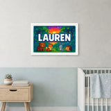 Lauren Name Art - Forest Friends personalized wall print for kids