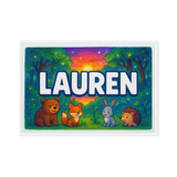 Lauren Name Art - Forest Friends personalized wall print for kids