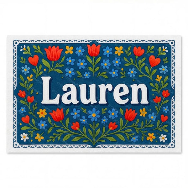 Personalized Lauren name art print in the Floral farmhouse style